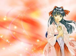 Sakura Wars, czarne włosy, parasolka