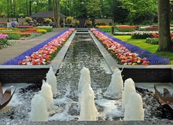 Lisse, Park, Keukenhof, Fontanna, Gazony Kwiatowe, Holandia