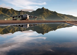 Boeing, C-17, Globemaster III, Góry, Woda, Odbicie