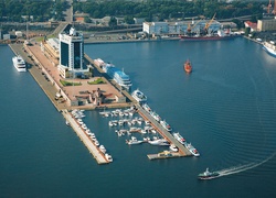 Ukraina, Odessa, Port, Budynki, Statki, Łodzie