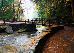 Park, Rzeczka, Most, Jesień