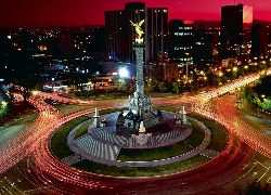 Meksyk, Nocna, Panorama, Miasta, Rondo, Pomnik, Anioła