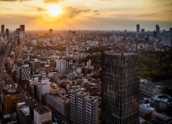 Japonia, Tokio, Miasto, Zachód Słońca