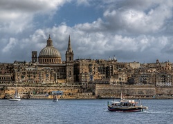 Malta, Valletta, Miasto, Morze, Łódź, Żaglówki