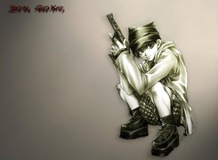 Saiyuki, pistolet, krótkie spodenki