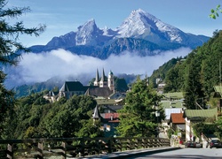 Berchtesgaden, Masyw, Górski, Watzmann, Lasy, Mgła, Droga