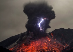 Wulkan, Erupcja, Dym, Ogień