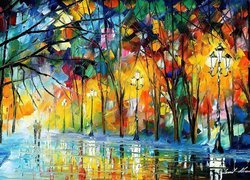 Leonid, Afremov, Park, Spacer, Po Deszczu