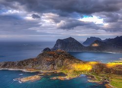Lofoten, Archipelag, Domy, Chmury, Norwegia