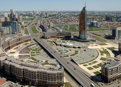 Domy, Ulice, Miasto, Astana, Panorama, Kazachstan