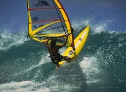 Windsurfing,żółta deska