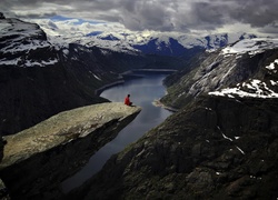 Jezioro, Góry, Język Trolla, Trolltunga, Norwegia