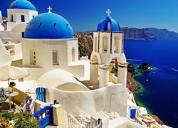 Santorini, Morze, Cerkiew, Grecja