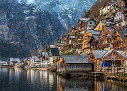 Jezioro, Góry, Miasteczko, Hallstatt, Austria