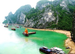 Statki, Góry, Morze, Wietnam