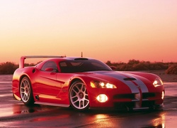 Dodge, Viper, GTS-R Droga, Drzewa, Wschód, Słońca