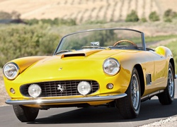 Żółty, Samochód, Ferrari, Cabrio