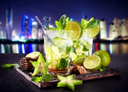 Drinki, Mojito, Panorama, Miasta, Noc