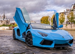 Lamborghini, Aventador, Parking, Paryż, Panorama