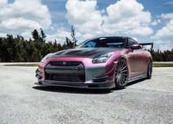 Nissan, GTR, Droga, Las, Chmury