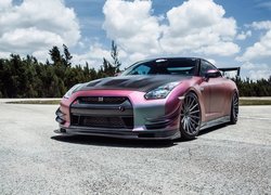 Nissan, GTR, Droga, Las, Chmury