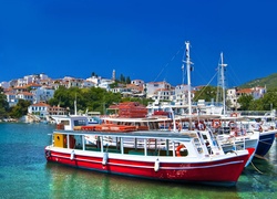 Port, Łodzie, Wyspa, Skiathos, Grecja