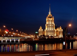 Moskwa, Panorama, Noc, Rosja
