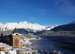 Góry, Lasy, Jezioro, Hotel, Badrutts Palace, St.Moritz