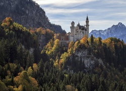 Niemcy, Neuschwanstein, Zamek, Jesień, Lasy, Góry