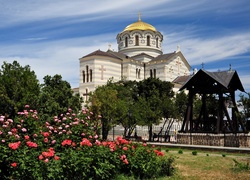 Cerkiew, Ogród, Kwiaty, Rosja