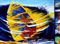 Windsurfing,deska, żagiel , morze