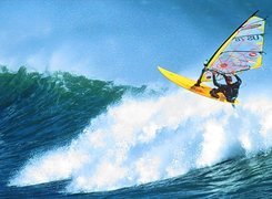 Windsurfing,deska, żagiel , morze,fala