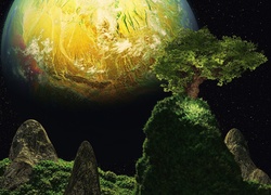 Fantasy, Planeta, Kosmos, Drzew, Przyroda, Pagórki