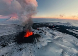 Rosja, Kamczatka, Stratowulkan, Płaski Tołbaczik, Wulkan, Erupcja, Dym