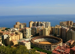 Hiszpania, Malaga, Miasto, Stadion, Morze