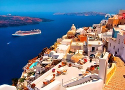 Santorini, Grecja, Zatoka, Prom