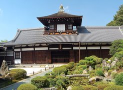 Japonia, Dom, Ogród, Kamienie, Krzewy