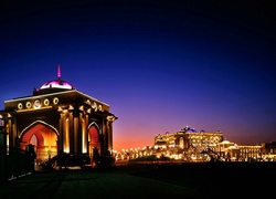 Hotel, Emirates Palace, Miasto, Abu Dhabi, Miasto nocą