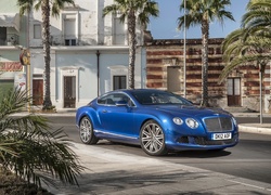 Niebieski, Bentley, Continental, GT Speed, Dom, Palmy