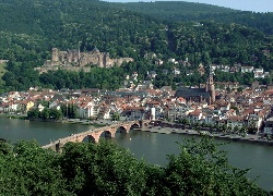 Rzeka, Neckar, Most, Zamek, Panorama, Miasta, Heidelberg, Badenia-Wirtembergia