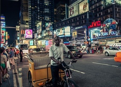 Stany Zjednoczone, Nowy Jork, Times Square, Ludzie, Miasto nocą