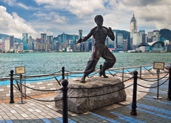 Hong Kong, Miasto, Pomnik, Bruce Lee, Morze