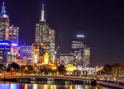 Australia, Melbourne, Miasto, Noc