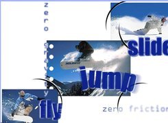 Snowbording,deska ,śnieg,snowboardzista ,jump
