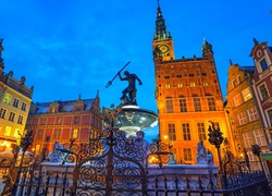 Neptun, Oświetlone Kamienice, Gdańsk, Polska