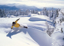 Snowbording,deska, snowboardzista , śnieg