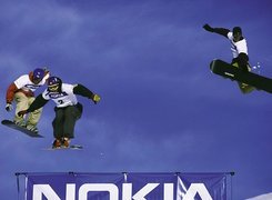 Snowbording,deska, snowboardzista , śnieg ,nokia