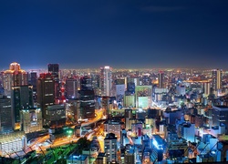 Japonia, Osaka, Miasto, Noc