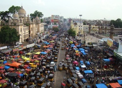Pakistan, Hyderabad, Miasto, Ludzie, Targ, Samochody