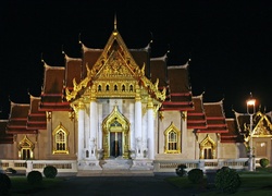 Tajlandia, Bangkok, Świątynia, Noc, Marble Temple